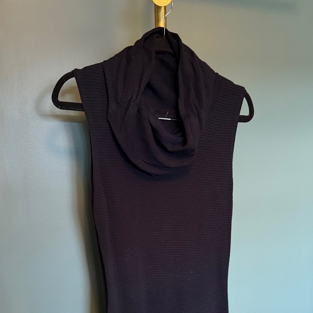 Alice + Olivia Black Cowl Neck Sleeveless Sweater Dress